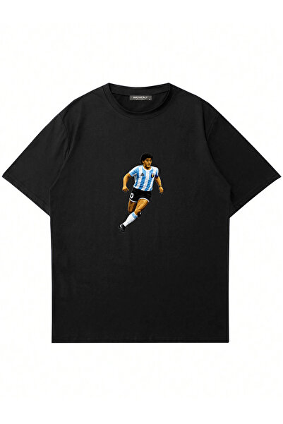Mad&Calf Unisex Diego Maradona Printed Crew Neck Oversize Tshirt
