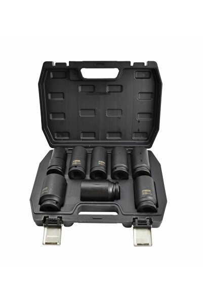 AwTools Set tubular IMPACT 3/4 " 8 piese lung negru LINE
