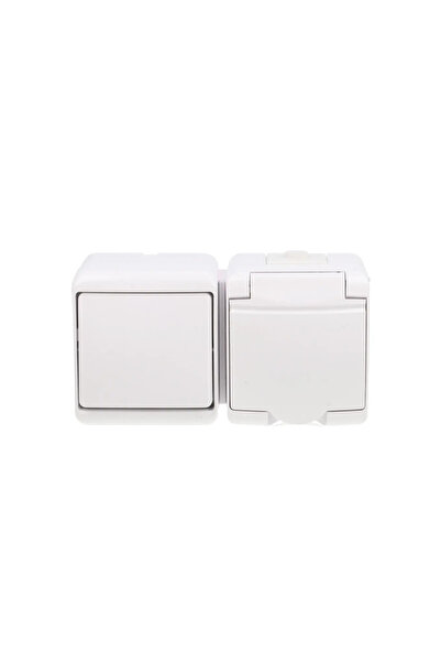 KARLIK JUNIOR Conector etanș tip mufă și soclu (clapetă albă) alb IP54 WGHH-1
