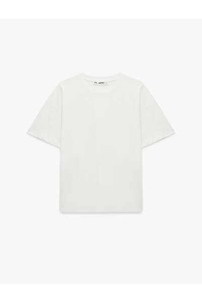 Koton Cotton Comfortable Fit Crew Neck Glitter Short Sleeve T-Shirt