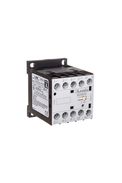 lovato Contactor de putere 3P 6A 2.2kW la 400VAC AC3, Bobină 24VDC, 0Z 1R 11B...