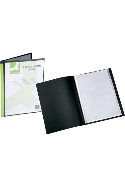 Q-Connect Dosar cu buzunar descriptiv, PP, A4, 460 microni, 10 coli, negru