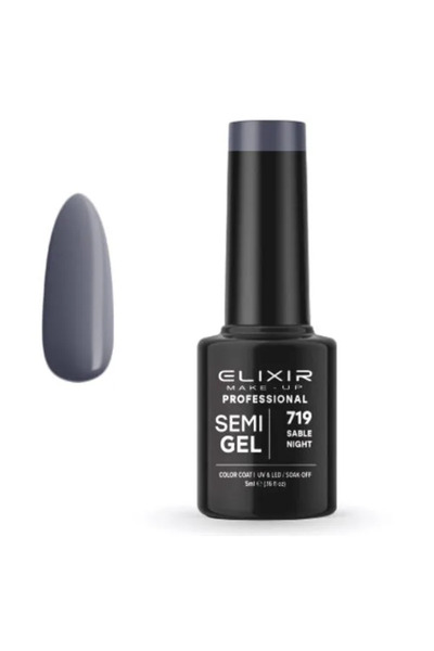Elixir Επαγγελματικό Ημι-τζελ Ημι-μόνιμο Βερνίκι Νυχιών 719 Σάμπλ Νάιτ Νταρκ ...