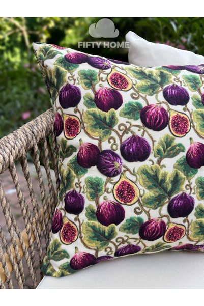 Fifty Home 1 Pcs Kirlent Kilifi Digital Printing 43X43 cm Summer-Themed Garden Balcony Decorative Pillowcase
