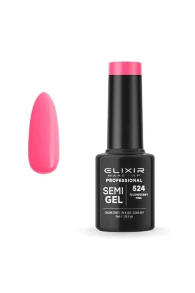 Elixir Επαγγελματικό Ημιμόνιμο Βερνίκι Νυχιών Τύπου Ημι-τζελ 524 Φωσφοριζέ Ρο...