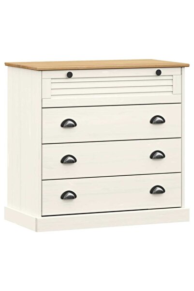 vidaxl Comodă cu sertare VIGO, alb, 80x40x76 cm, lemn masiv de pin
