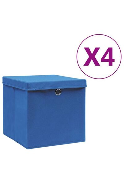 vidaxl Cutii de depozitare cu capac, 4 buc., albastre, 28 x 28 x 28 cm