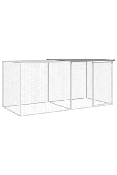 vidaxl Coteț de găini cu acoperiș gri deschis 203 x 98 x 90 cm din oțel galva...