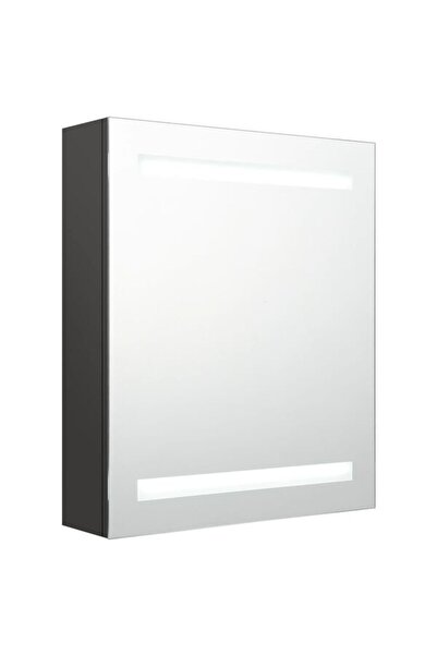 vidaxl Dulap cu oglindă pentru baie cu LED, antracit, 50 x 14 x 60 cm