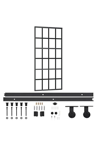 vidaxl Ușă glisantă cu set de feronerie, 90 x 205 cm, sticlă ESG/aluminiu