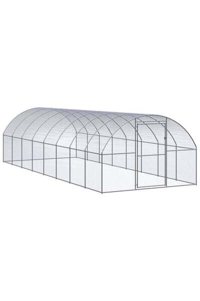 vidaxl Coteț de găini de exterior, 3 x 8 x 2 m, oțel galvanizat