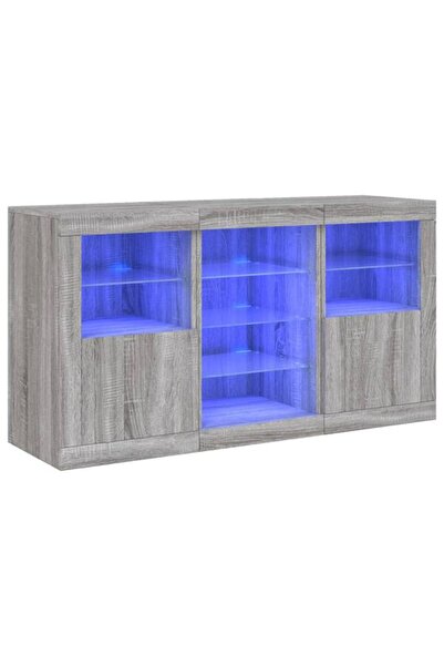 vidaxl Comodă cu lumini LED, gri Sonoma, 123 x 37 x 67 cm