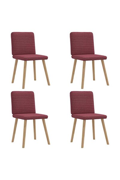 vidaxl Scaune de bucătărie, 4 buc., roșu vin, material textil