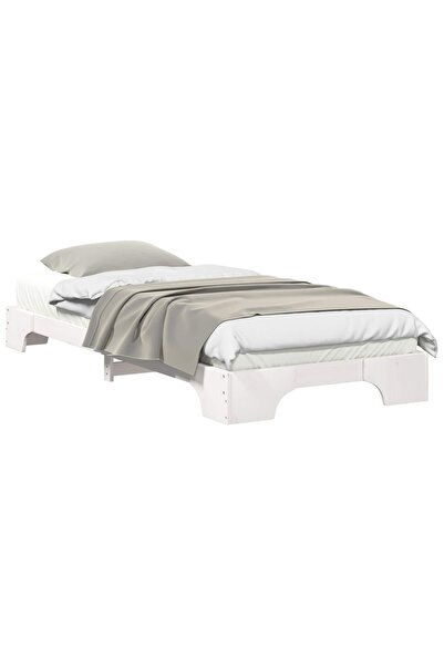 vidaxl Cadru de pat Alb 90 x 210 cm Lemn de pin masiv