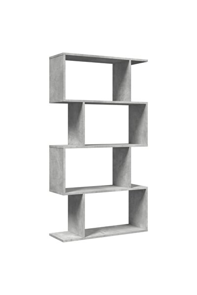 vidaxl Bibliotecă/separator 4 niveluri gri beton 70x24x129cm lemn