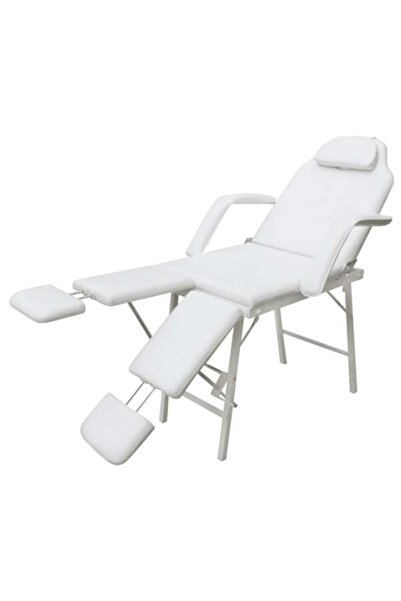 vidaxl Scaun de tratament facial, piele artificială, 185 x 78 x 76 cm, alb