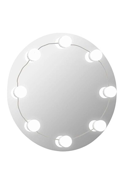 vidaxl Oglindă de perete cu lumini LED, din sticlă, rotundă
