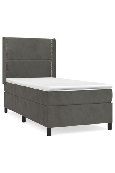 vidaxl Pat boxspring cu saltea, gri închis, 80 x 200 cm, catifea