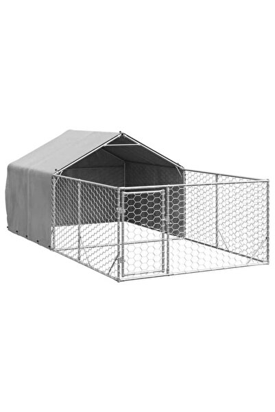vidaxl Cușcă de exterior pentru câini cu țarc 4 x 2 x 1.5 m din oțel galvanizat