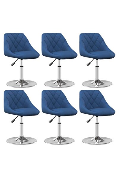 vidaxl Scaune de dining pivotante, 6 bucăți, albastre, din catifea