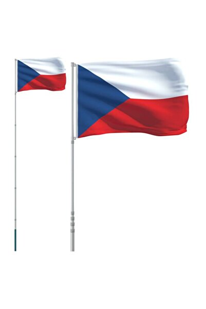 vidaxl Steagul Republicii Cehești și stâlp de aluminiu, 5,5 m