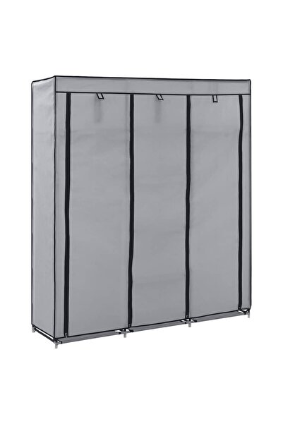 vidaxl Șifonier cu bare și compartimente, gri, 150x45x175 cm, textil