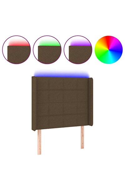 vidaxl Tăblie de pat cu LED, maro închis, 93x16x118/128 cm, textil