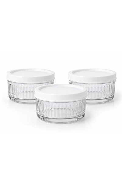 EVORRA LİVİNG 3-Piece Glass Storage Container with Lid 425 Cc |   Breakfast S...