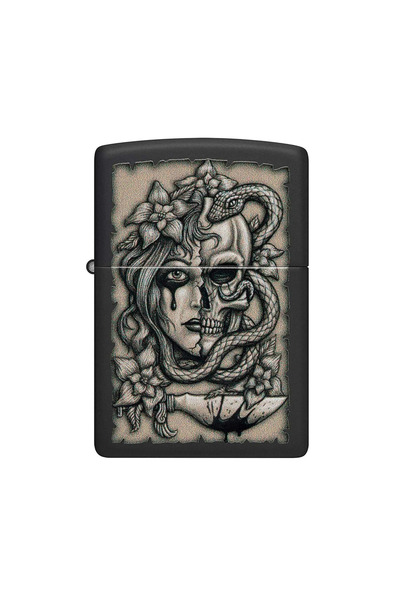 Zippo Αντιανεμικός αναπτήρας λαδιού με σχέδιο τατουάζ 48616 ΜΑΥΡΟ