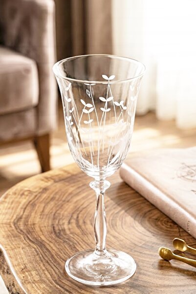 DECOSTYLE Palmiye Handcrafted Decorated Goblet Water Glass Luxury Presentatio...