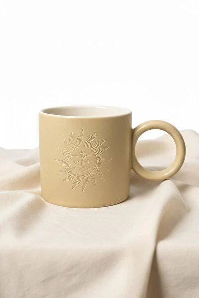 Bereketli Store Emsan Sun Patterned Porcelain Mug |   310 ml Coffee and Tea Cup