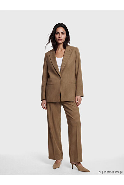 LC Waikiki Striped Linen Blended Women's Blazer Jacket