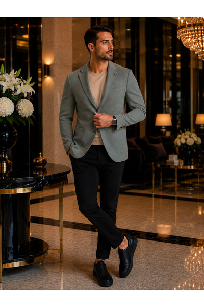 Sır Premium Blazer Jacket Slim Fit Textured Fabric 4006