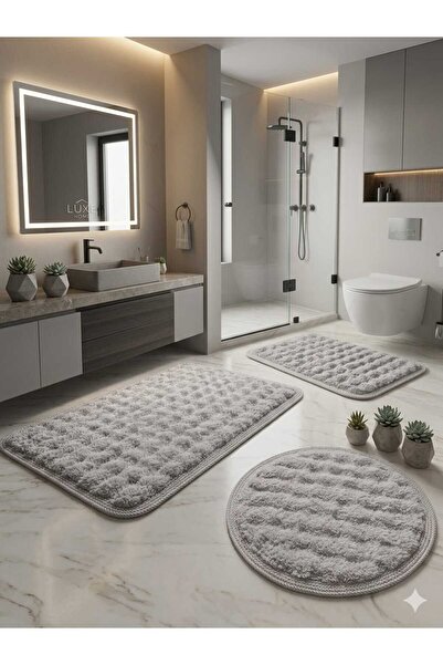MIRAEDN HOME Banyo Paspas Seti Özel Tasarım Hasır Detaylı Özel Kesim Modern T...