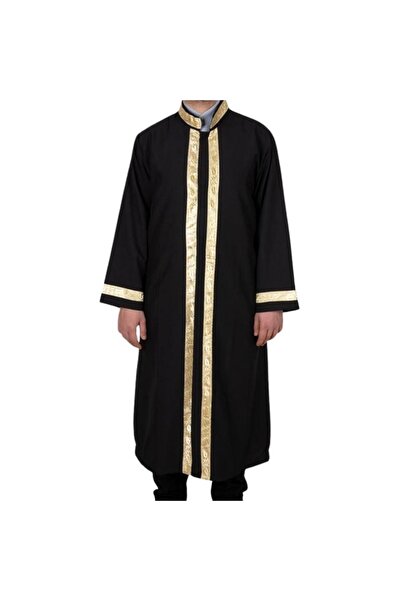 CAMİMARKET İmam Cübbesi Sarı Sırmalı Siyah Renk