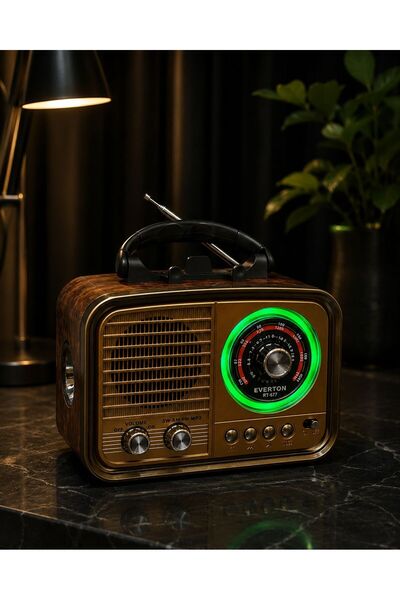 m memita Everton RT-677 Solar Şarjlı Nostaljik Radyo Bluetooth Hoparlör USB T...