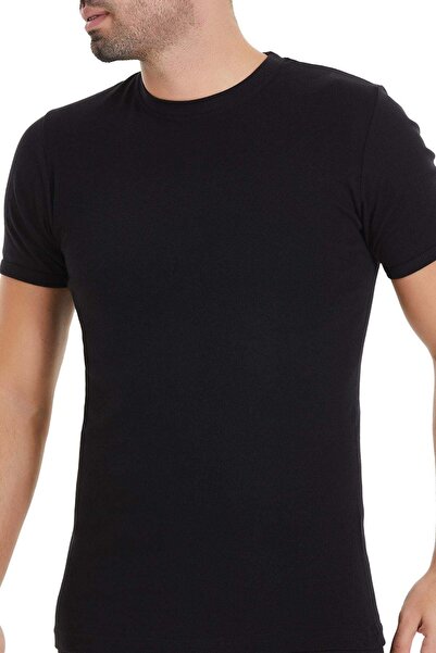YILDIZ Ribana Closed Collar Men's Undershirt Black 100% Cotton 3-Pack
