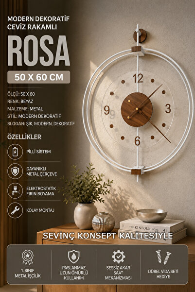 SEVİNÇ KONSEPT BEYAZ Rosa Ceviz Rakamlı – Çift Çemberli (Büyük Boy 50 * 65 CM...