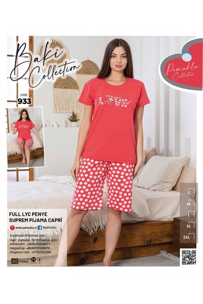 pamuklu Pijama Dama Baki Licra Capri 933