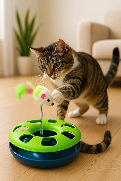 Melby Kedi Oyuncak Seti, Yaylı Tüylü Toplu Kedi Eğlence İstasyonu, Dönerek Ha...