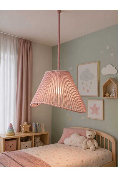 C&A&B KUZEY AVİZE Makrome Sarkıt Avize Ekru İp Dekoratif Tavan Lambası Salon ...