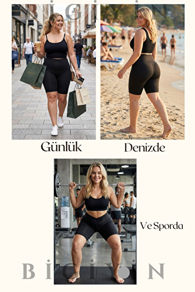 bigiyin Crne velike leggins hlače iznad kolena, leggins hlače od ronilačke tk...