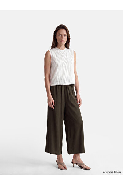 LC Waikiki Peak New Season Elastic Waist Wide Leg Women's Trousers