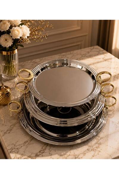 Rwfd Rema 3-piece silver serving tray set