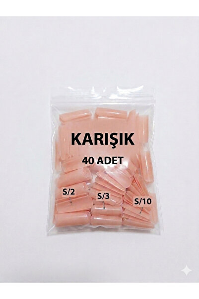 Tips tırnak nude renk sağlam 40+5 adet 2-3-10 no karışık