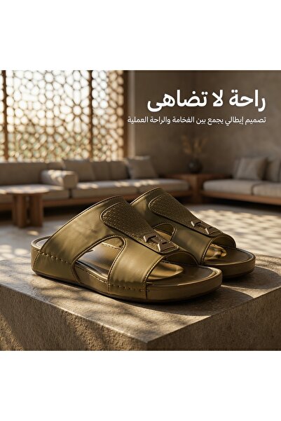 Saudi Step Men's Urban Traditional Leather Sandals - 4cm Elevated Sole