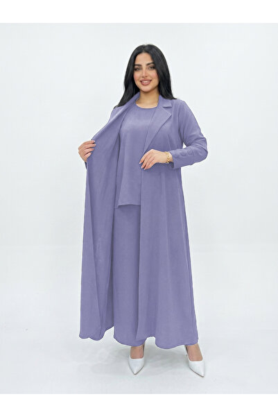 YOU ABAYA 4-Piece Travel Set with Crepe Fabric in Light Mauve Color