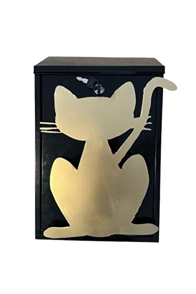 Vivatechnix Cutie poștală Cat KRO-1241, oțel, 400x250x100mm, Negru/Auriu, 2 chei