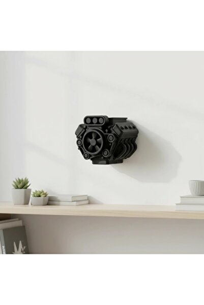 OEM Decorațiune de Perete Design Motor Industrial Imprimată 3D - Negru compoz...