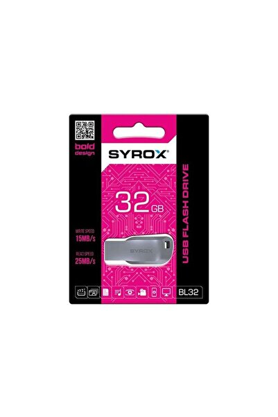 Syrox BL32 32GB USB 2.0 Metal Flash Bellek - 25 MB/s Okuma - 15 MB/s Yazma Hızı